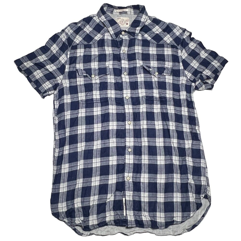 Lucky Brand California Fit Men's Sz Medium Plaid Pearl Snap Western Shirt